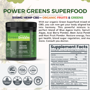 Power Grenn 500MG hemp CBD + Organic Fruits & Greens